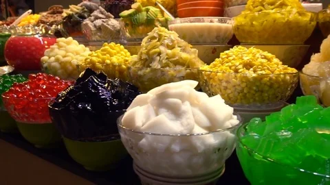 Thai Sweets at Market Stock Footage 75740334