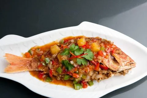 Thai Tamarind Red Snapper Stock Photos