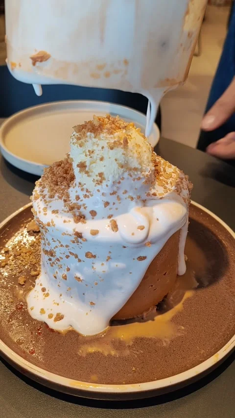 Thai Tea Bingsu Volcano Stock Footage 321503510