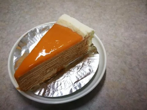 Thai tea crape cake sweet homemade cake of  Thailand dessert Stock Photos
