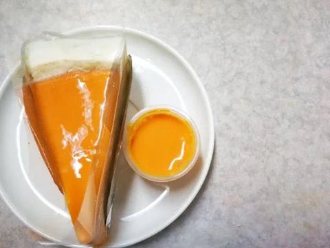 Thai tea crape cake sweet homemade cake of  Thailand dessert Stock Photos