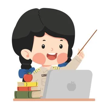 Thai Teacher Teaching with Computers Stockillustratie