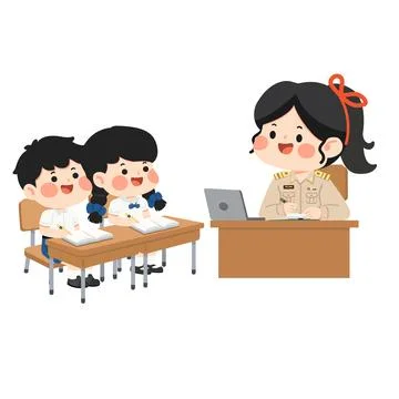 Thai Teacher Teaching Students In Classroom Environment Stock Illustration