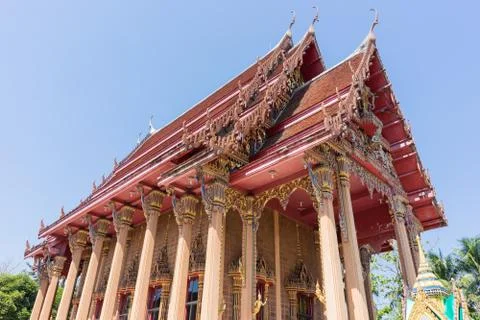 Thai temple blue background Stock Photos