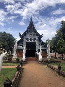 Thai Temple Blue Cloudy Sky Stock Photos