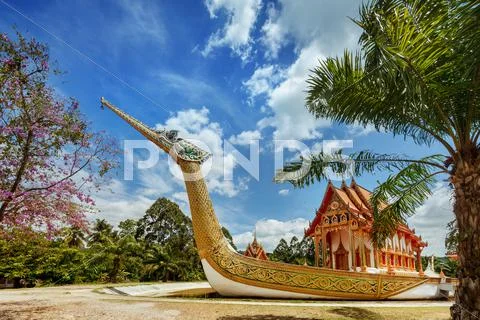 Thai temple built in the ark on the tropic Stock Photos