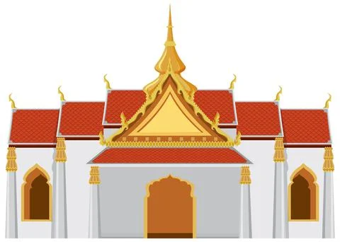 Thai temple design with red and golden roof Ilustración de archivo