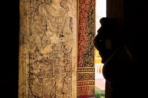 Thai temple door Stock Photos