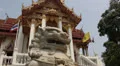 Thai Temple with Guardian Lion statue. Two shots. HD Footage
