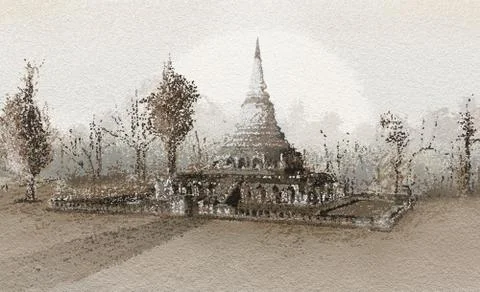 Thai Temple Stock Illustration