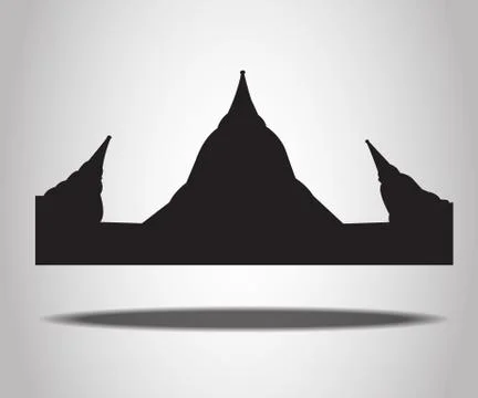 Thai Temple Silhouettes on the white background Ilustración de archivo
