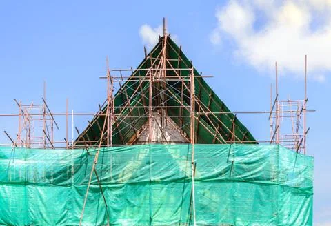 Thai temple under construction. Stock Photos
