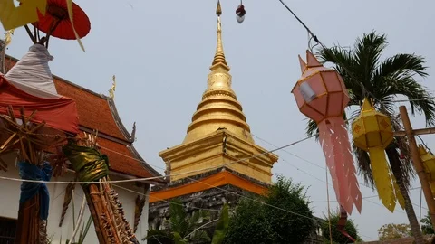 Thai temple, Wat Phra That Chae Haeng - Nan Stock Footage 88262968