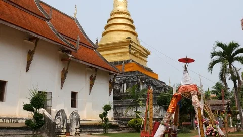 Thai temple, Wat Phra That Chae Haeng - Nan Stock Footage 88263082