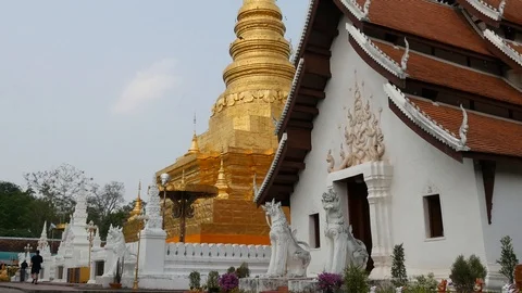 Thai temple, Wat Phra That Chae Haeng - Nan Stock Footage 88263211