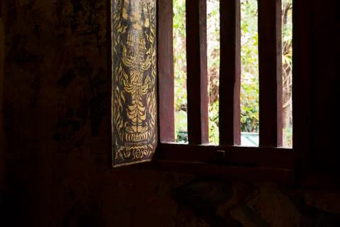 Thai temple window Foto stock