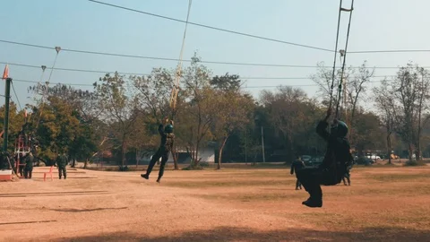 Thai Territorial Students jumping off a tower with the height of 54 feet 스톡 동영상 100640430