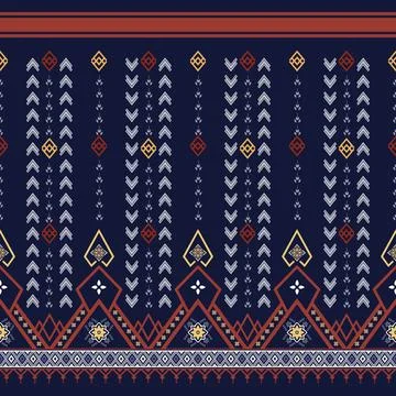 Thai Textile Illustrations, Authentic Thai Fabric Patterns, Thai Silk Patterns Stock Illustration