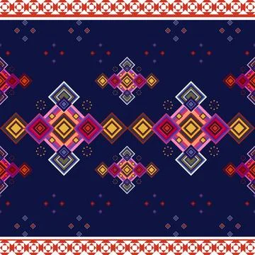 Thai Textile Illustrations, Authentic Thai Fabric Patterns, Thai Silk Patterns Stock Illustration