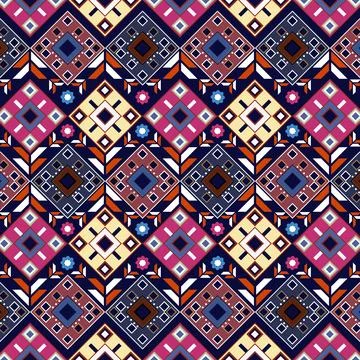 Thai Textile Illustrations, Authentic Thai Fabric Patterns, Thai Silk Patterns Stock-Illustration