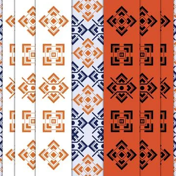 Thai Textile Illustrations, Authentic Thai Fabric Patterns, Thai Silk Patterns Stock Illustration