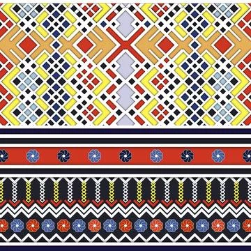 Thai Textile Illustrations, Authentic Thai Fabric Patterns, Thai Silk Patterns Stock Illustration