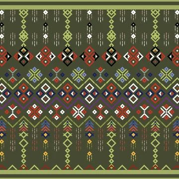Thai Textile Illustrations, Authentic Thai Fabric Patterns, Thai Silk Patterns Stock Illustration