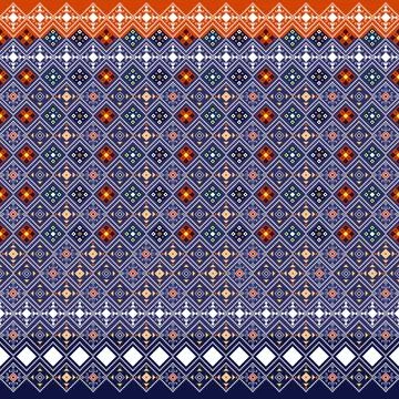 Thai Textile Illustrations, Authentic Thai Fabric Patterns, Thai Silk Patterns Stock Illustration
