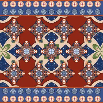 Thai Textile Illustrations, Authentic Thai Fabric Patterns, Thai Silk Patterns Illustrazione stock