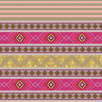 Thai Textile Illustrations, Authentic Thai Fabric Patterns, Thai Silk Patterns Stock Illustration