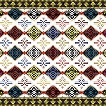 Thai Textile Illustrations, Authentic Thai Fabric Patterns, Thai Silk Patterns Stock Illustration