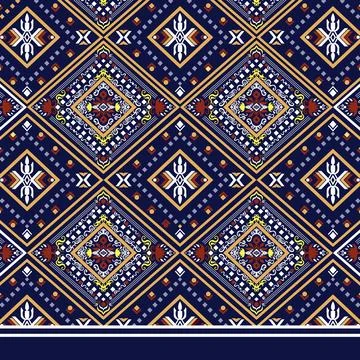 Thai Textile Illustrations, Authentic Thai Fabric Patterns, Thai Silk Patterns Stock Illustration