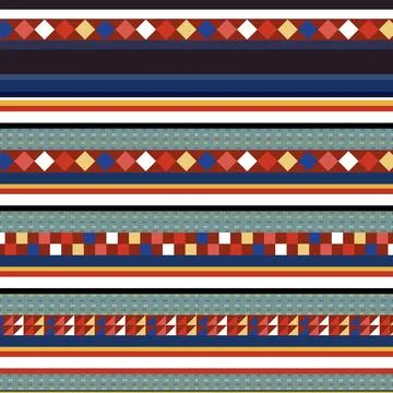 Thai Textile Illustrations, Authentic Thai Fabric Patterns, Thai Silk Patterns Stock Illustration