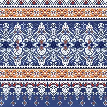 Thai Textile Illustrations, Authentic Thai Fabric Patterns, Thai Silk Patterns Stock Illustration