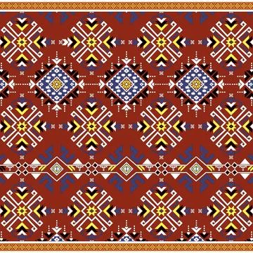 Thai Textile Illustrations, Authentic Thai Fabric Patterns, Thai Silk Patterns Stock Illustration