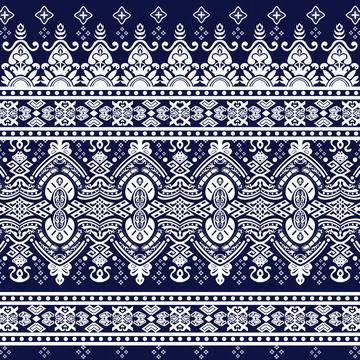 Thai Textile Illustrations, Authentic Thai Fabric Patterns, Thai Silk Patterns Stock Illustration