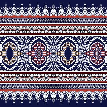 Thai Textile Illustrations, Authentic Thai Fabric Patterns, Thai Silk Patterns Illustrazione stock