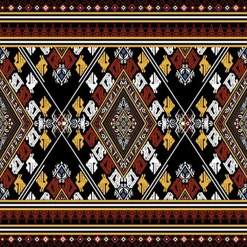 Thai Textile Illustrations, Authentic Thai Fabric Patterns, Thai Silk Patterns Stock Illustration