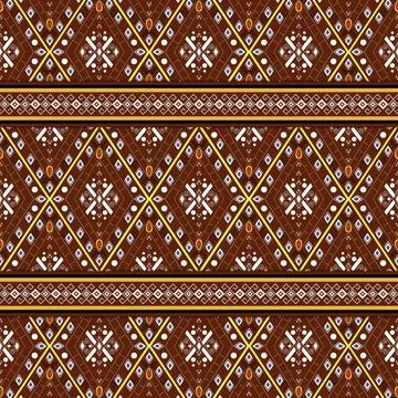Thai Textile Illustrations, Authentic Thai Fabric Patterns, Thai Silk Patterns Stock Illustration