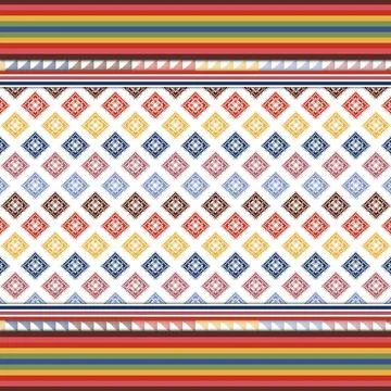 Thai Textile Illustrations, Authentic Thai Fabric Patterns, Thai Silk Patterns Stock Illustration