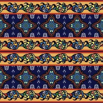 Thai Textile Illustrations, Authentic Thai Fabric Patterns, Thai Silk Patterns Stock Illustration
