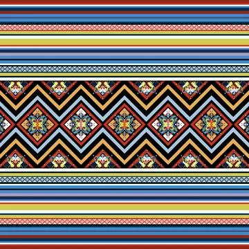 Thai Textile Illustrations, Authentic Thai Fabric Patterns, Thai Silk Patterns Stock Illustration