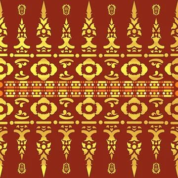 Thai Textile Illustrations, Authentic Thai Fabric Patterns, Thai Silk Patterns Stock Illustration