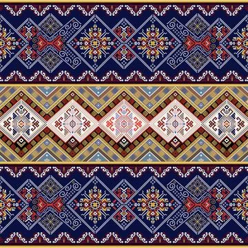 Thai Textile Illustrations, Authentic Thai Fabric Patterns, Thai Silk Patterns Stock Illustration