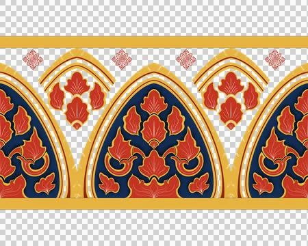 Thai Textile Illustrations, Authentic Thai Fabric Patterns, Thai Silk Patterns Stock Illustration