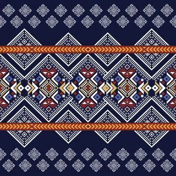 Thai Textile Illustrations, Authentic Thai Fabric Patterns, Thai Silk Patterns Stock Illustration