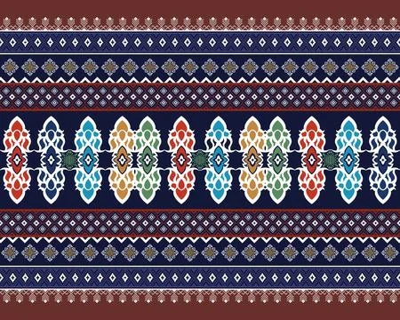 Thai Textile Illustrations, Authentic Thai Fabric Patterns, Thai Silk Patterns Stock Illustration