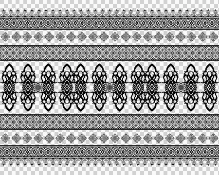 Thai Textile Illustrations, Authentic Thai Fabric Patterns, Thai Silk Patterns Stock Illustration