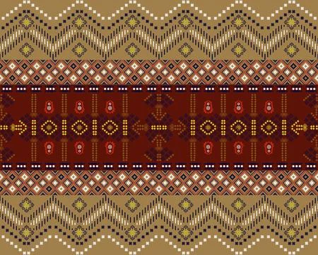 Thai Textile Illustrations, Authentic Thai Fabric Patterns, Thai Silk Patterns Stock Illustration