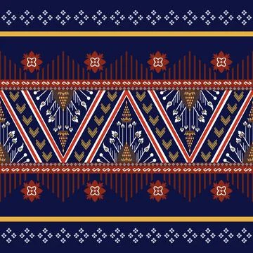 Thai Textile Illustrations, Authentic Thai Fabric Patterns, Thai Silk Patterns Stock Illustration
